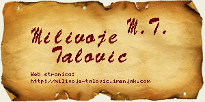 Milivoje Talović vizit kartica